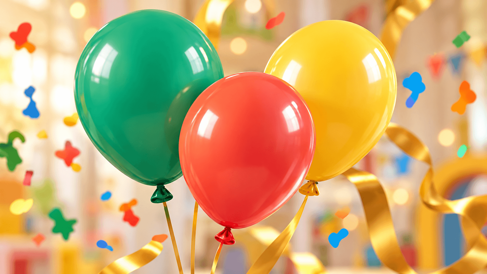 Bunte Luftballons und Konfetti für ein Event bei YoYoKids